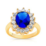 Bague plaqué or saphir synthétique zirconia