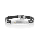 Bracelet acier et or 750 jaune cuir