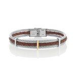 Bracelet acier et or 750 jaune cuir
