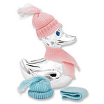 Tirelire canard m&eacute;tal blanchi d&rsquo;argent