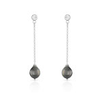 Boucles d&rsquo;oreilles argent 925 perle de Tahiti zirconia