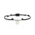 Bracelet argent 925 nacre cordon polyester noir