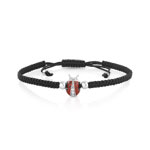 Bracelet argent 925 &eacute;mail zirconia cordon nylon noir