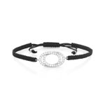 Bracelet argent 925 zirconia cordon nylon noir