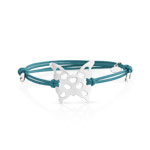 Bracelet argent 925 cordon coton bleu