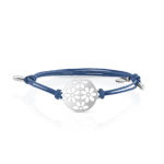 Bracelet argent 925 cordon coton bleu