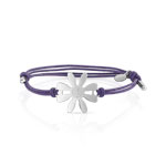 Bracelet argent 925 cordon coton violet