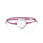 Bracelet argent 925 cordon coton rose