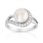 Bague argent 925 perle de culture zirconia