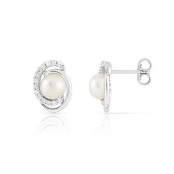 Boucles d'oreilles argent 925 perles de culture de Chine et zirconias