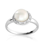 Bague argent 925 perle de culture zirconia