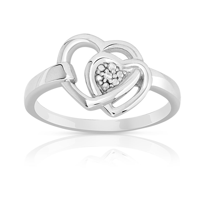 Bague argent 925 diamant - vue 1