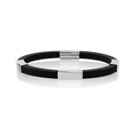 Bracelet argent 925 caoutchouc noir