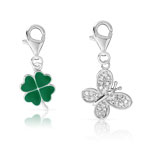 Lot 2 charm&rsquo;s argent 925 zirconias laque