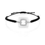 Bracelet argent 925 c&eacute;ramique zirconia cordon noir