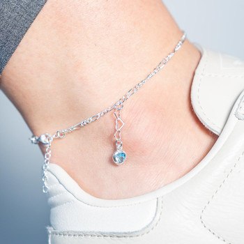 Silver 925 heart imitation stone anklet 25 cm