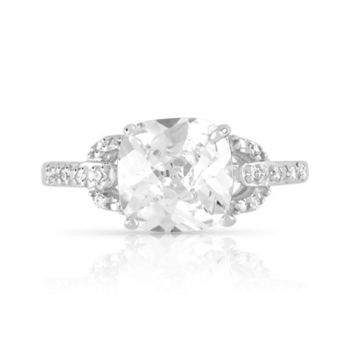 Bague argent 925 carrée zirconias