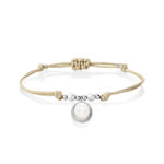 Bracelet argent 925 nacre et perle de culture cordon beige