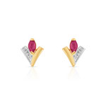 Boucles d&rsquo;oreilles or 750 2 tons rubis