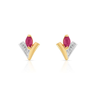 Boucles d'oreilles or 750 2 tons rubis