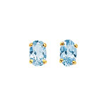 Boucles d&rsquo;oreilles or 750 jaune topaze bleue trait&eacute;e