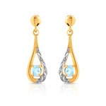 Boucles d&rsquo;oreilles or 750 2 tons aigue-marine et diamant