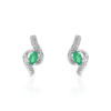 Boucles d'oreilles or 750 blanc émeraude et diamant
