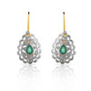 Boucles d'oreilles or 750 2 tons émeraude et diamant