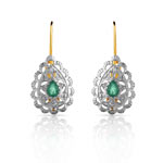 Boucles d'oreilles or 750 2 tons émeraude et diamant