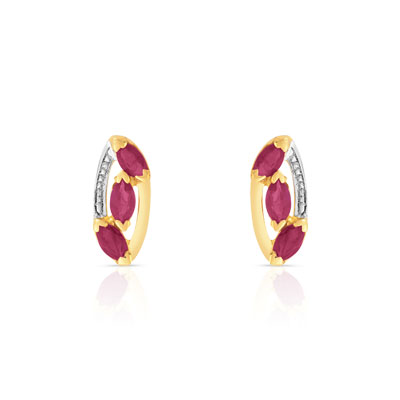Boucles d'oreilles or 750 2 tons rubis