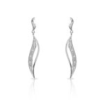 Boucles d&rsquo;oreilles or 750 blanc diamant