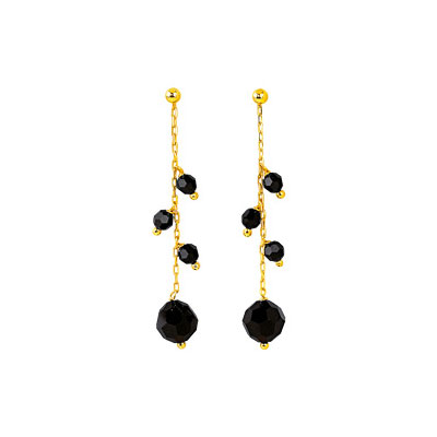 Boucles d'oreilles or 750 jaune cristal Swarovski noir