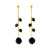 Boucles d&rsquo;oreilles or 750 jaune cristal Swarovski noir
