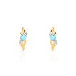 Boucles d&rsquo;oreilles or 750 2 tons topaze bleue trait&eacute;e