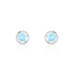 Boucles d&rsquo;oreilles or 750 2 tons topaze bleue trait&eacute;e