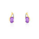 Boucles d'oreilles or 750 2 tons améthyste et diamant