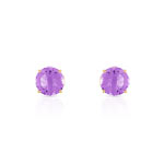 Boucles d&rsquo;oreilles or 750 jaune am&eacute;thyste