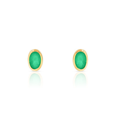 Boucles d'oreilles or 750 jaune émeraude