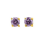 Boucles d&rsquo;oreilles or 750 jaune am&eacute;thyste