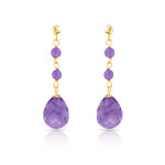 Boucles d&rsquo;oreilles or 750 jaune am&eacute;thyste