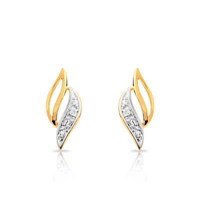 Boucles d'oreilles or 750 2 tons diamant