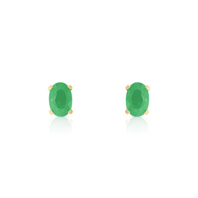 Boucles d'oreilles or 750 jaune émeraude