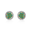 Boucles d'oreilles or 750 2 tons émeraude et diamant