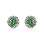 Boucles d&rsquo;oreilles or 750 2 tons &eacute;meraude et diamant