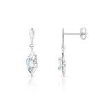 Boucles d&rsquo;oreilles or 750 blc topaze bleue trait&eacute;e diamant