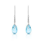 Boucles d&rsquo;oreilles or 750 blc topaze bleue trait&eacute;e diamant