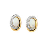 Boucles d'oreilles or 750 2 tons opale et diamant