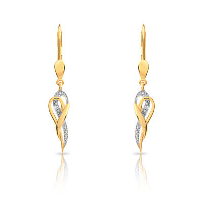 Boucles d'oreilles or 750 2 tons diamant