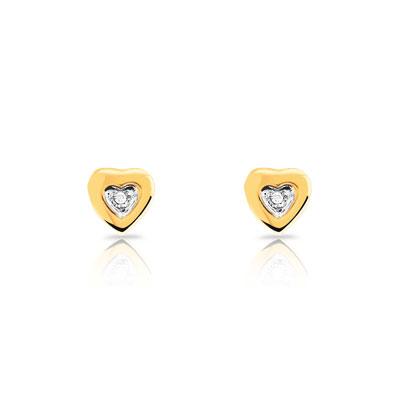 Boucles d'oreilles or 750 2 tons diamant