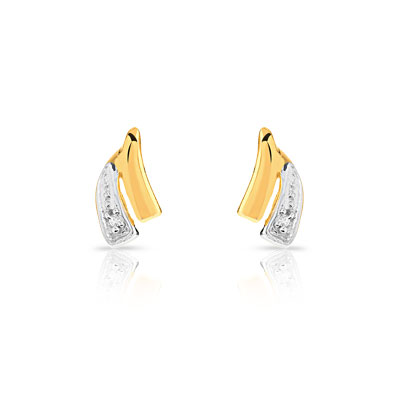 Boucles d'oreilles or 750 2 tons diamants
